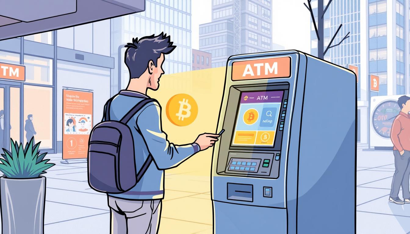 Image of a person using a cryptocurrency ATM