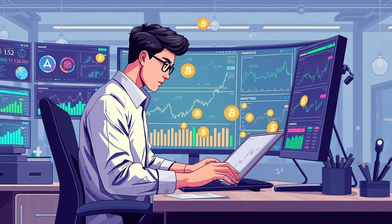 Image of a person analyzing cryptocurrency investment charts