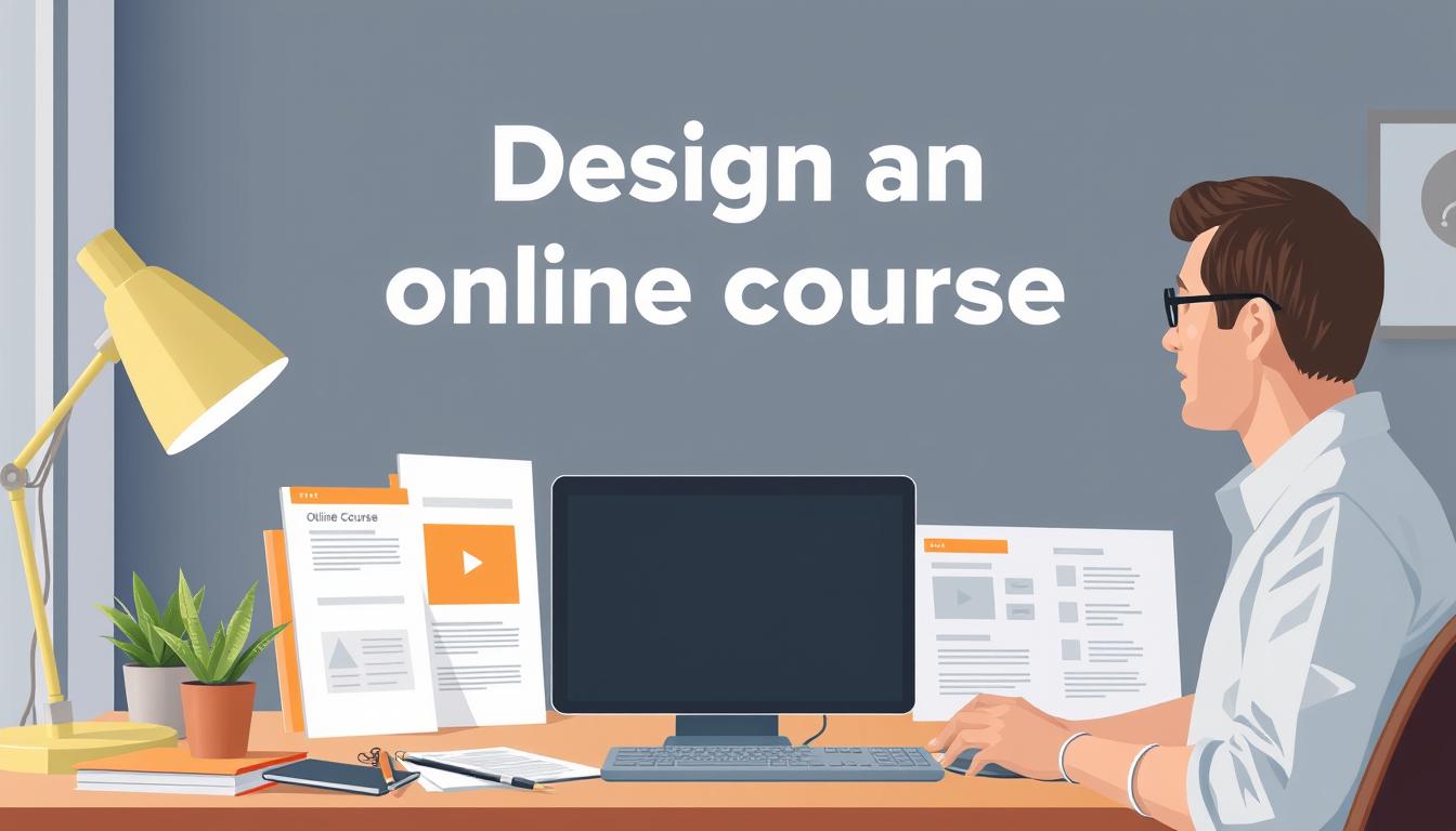 Create an image of a person creating an online course on Thinkific