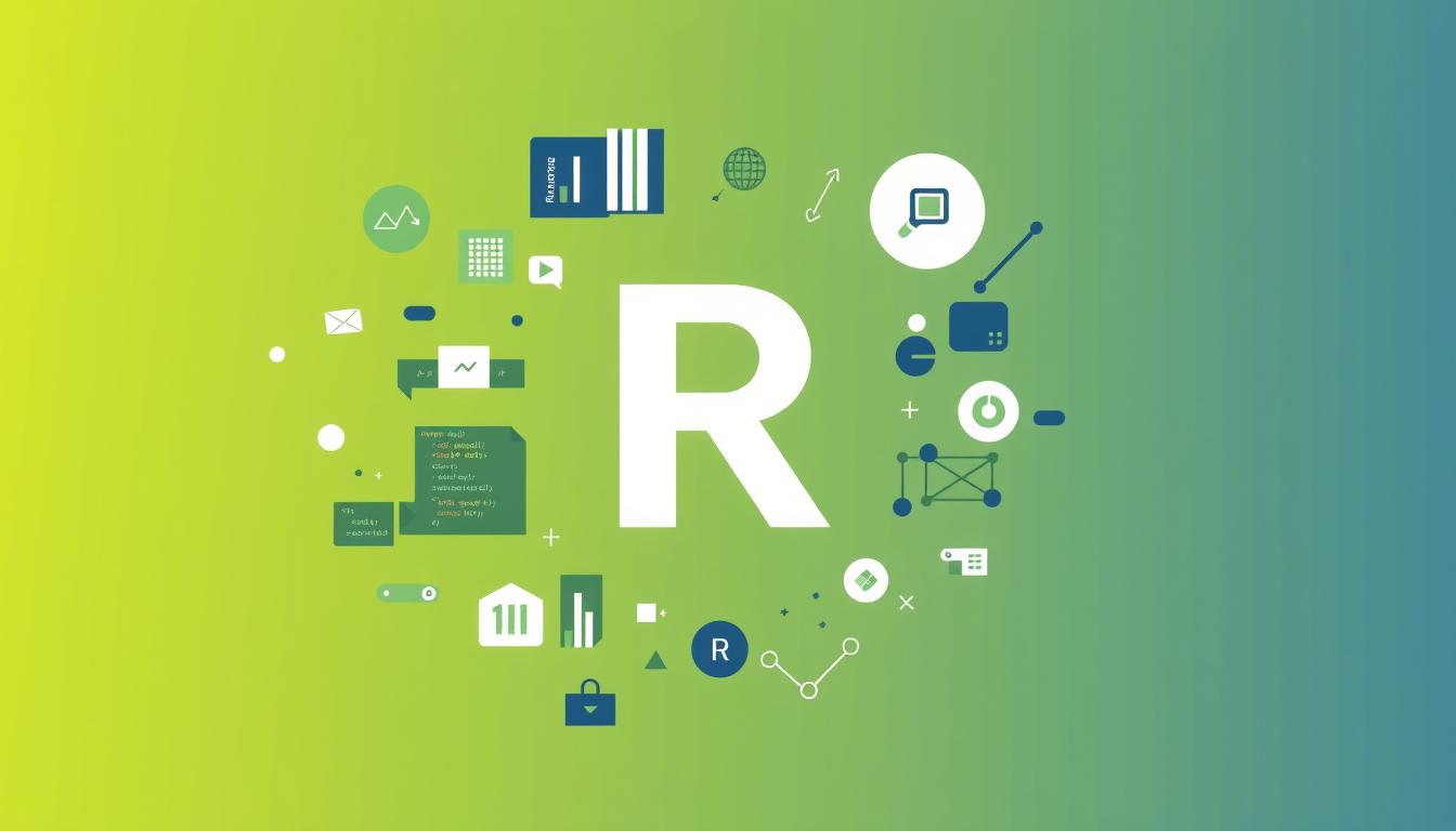 Generate an image representing R programming for data analysis.