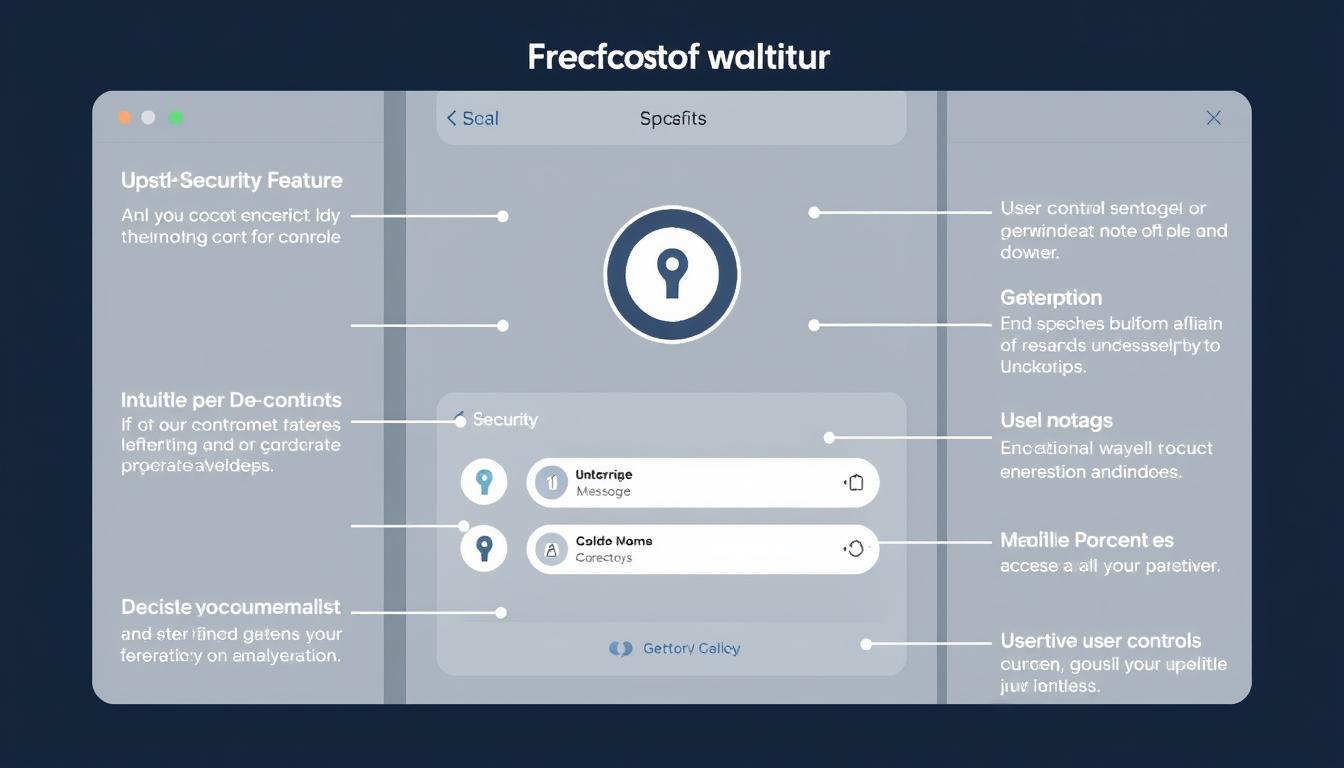 Generate an image of a self-custody wallet interface, highlighting its security features and user controls.