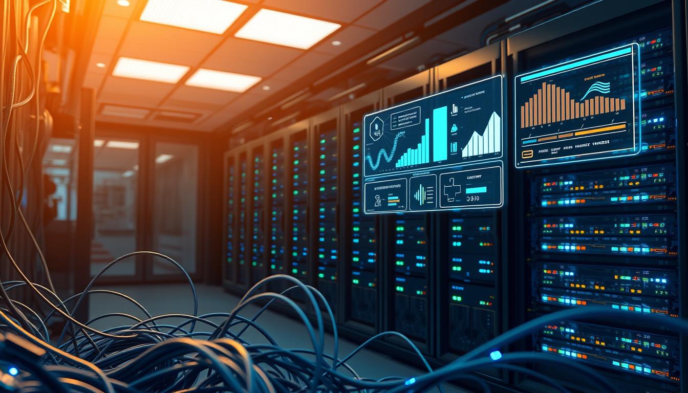 A sleek and futuristic database server room, illuminated by a warm, ambient light. The foreground features an intricate web of data cables and connectors, symbolizing the complex interconnectivity of an analysis database. In the middle ground, rows of high-performance servers stand tall, their LED indicators pulsing with activity. The background showcases a holographic display, projecting graphs, charts, and optimization algorithms, guiding the viewer through the process of fine-tuning database performance. The overall atmosphere conveys a sense of technological prowess, efficiency, and the power of data-driven insights.