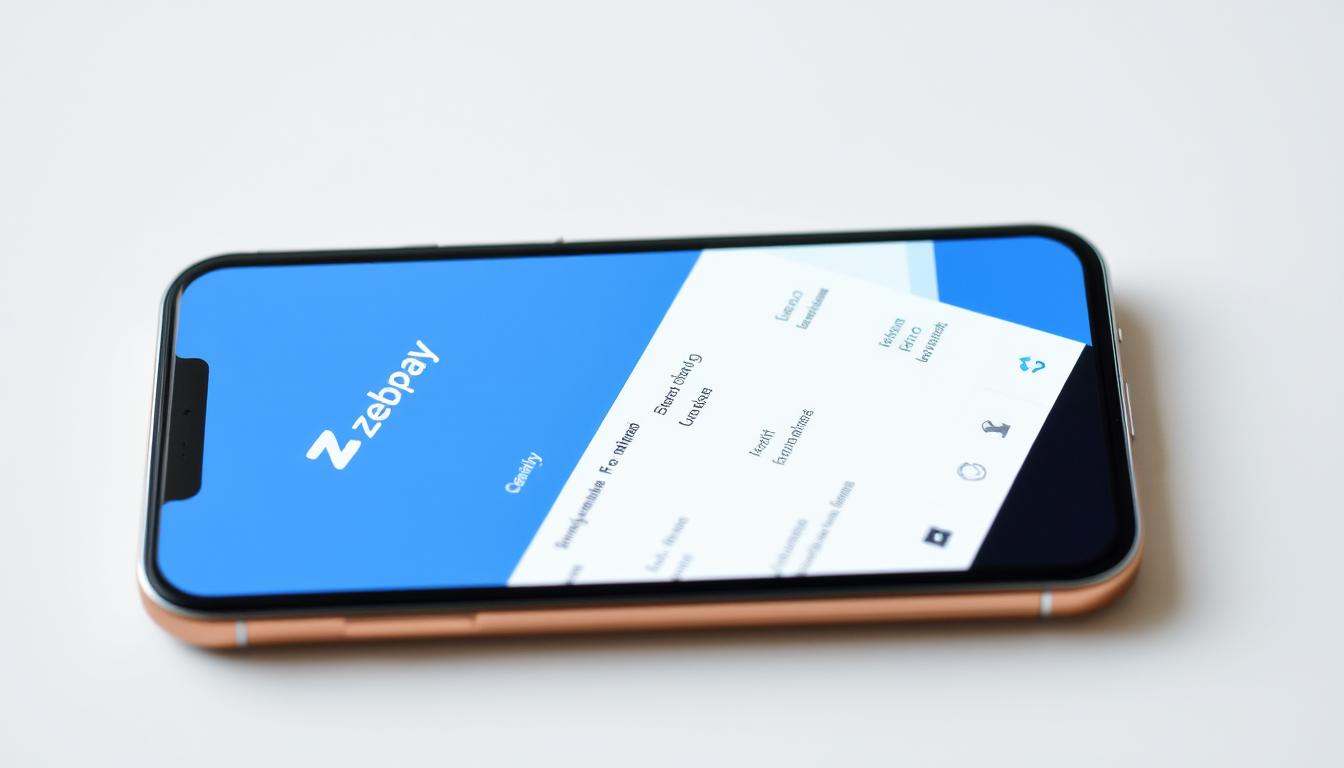Generate an image of the Zebpay app interface on a mobile device.