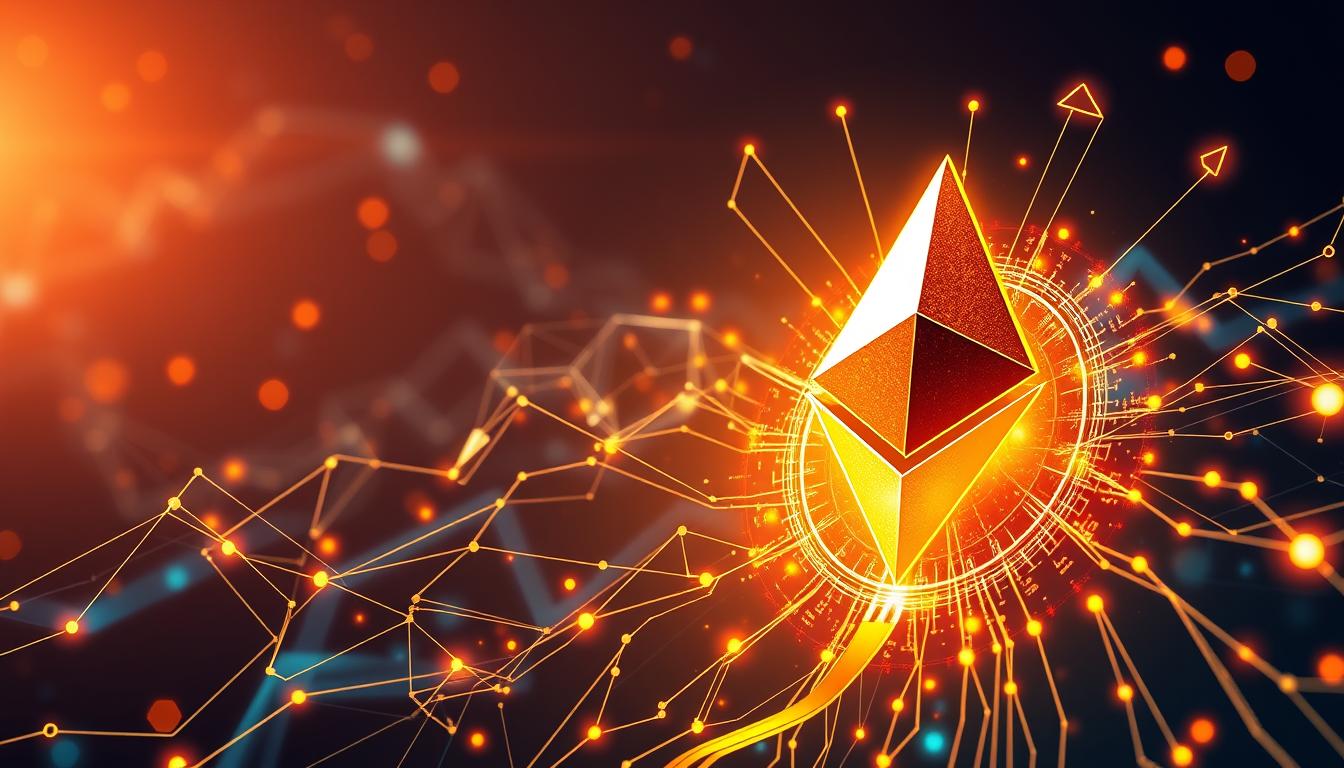 Generate an image of the Ethereum logo alongside a representation of smart contracts.