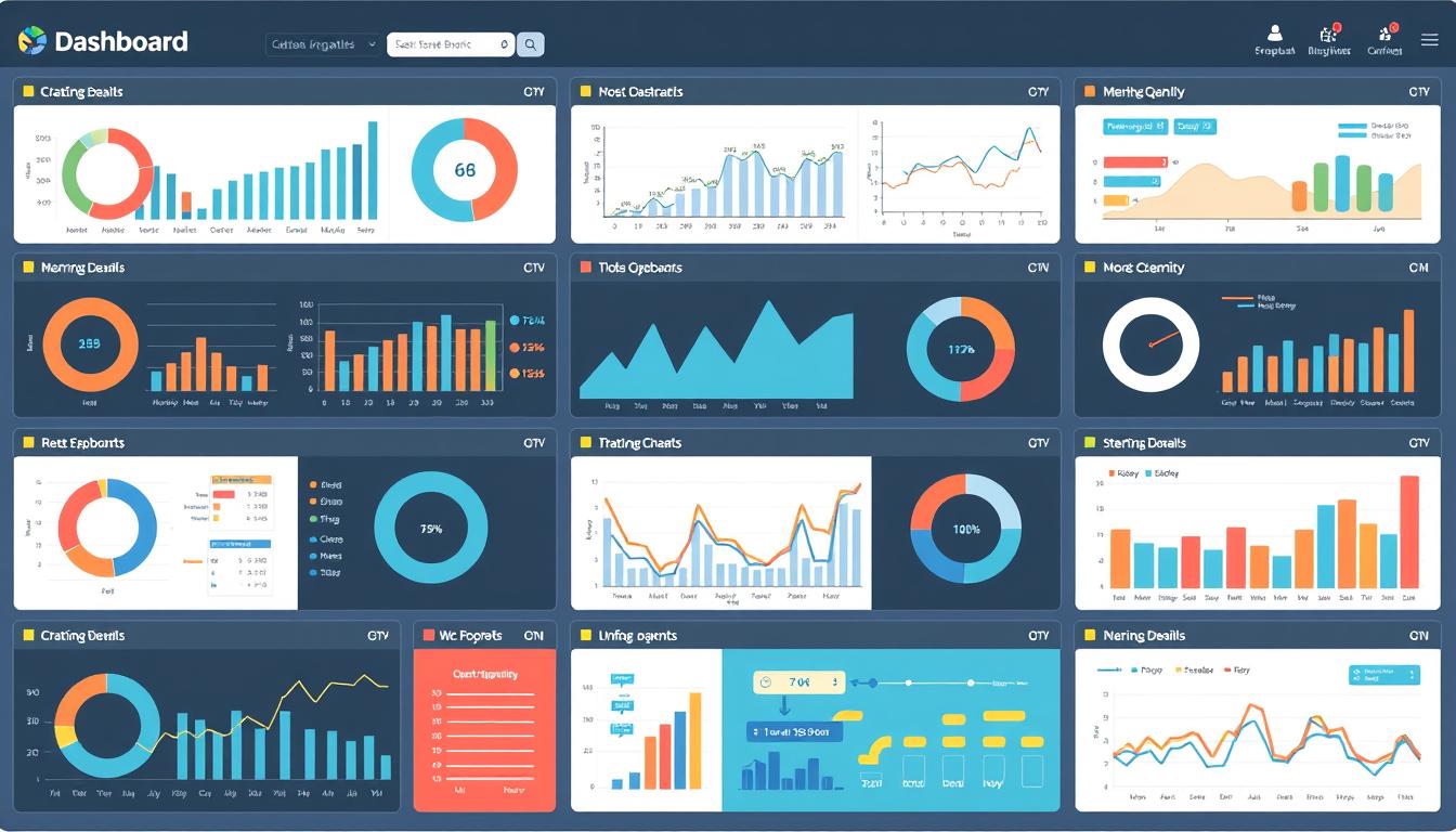Create an image of an interactive dashboard with various data visualization elements