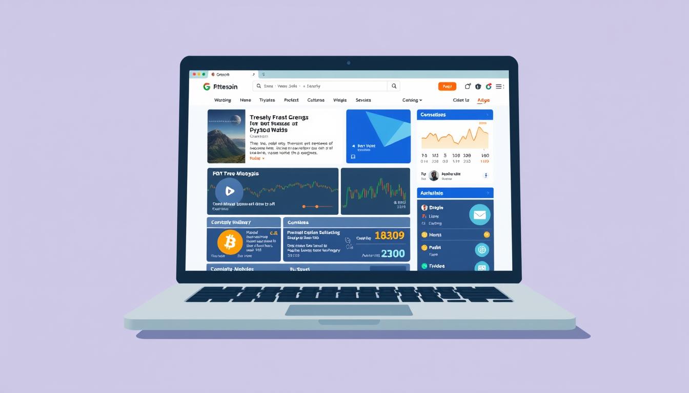 An image of a cryptocurrency news aggregator website on a laptop screen