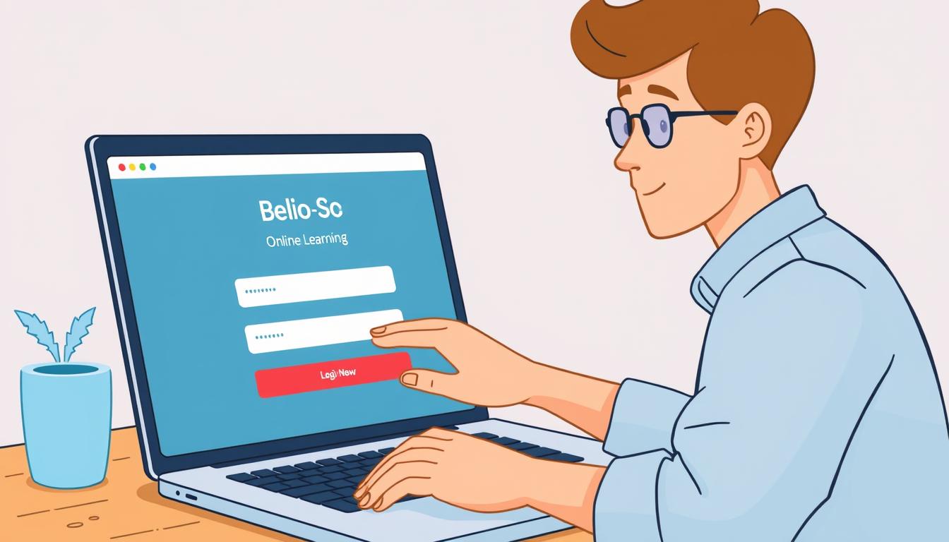 Image of a person logging into their Learning Online account on a computer