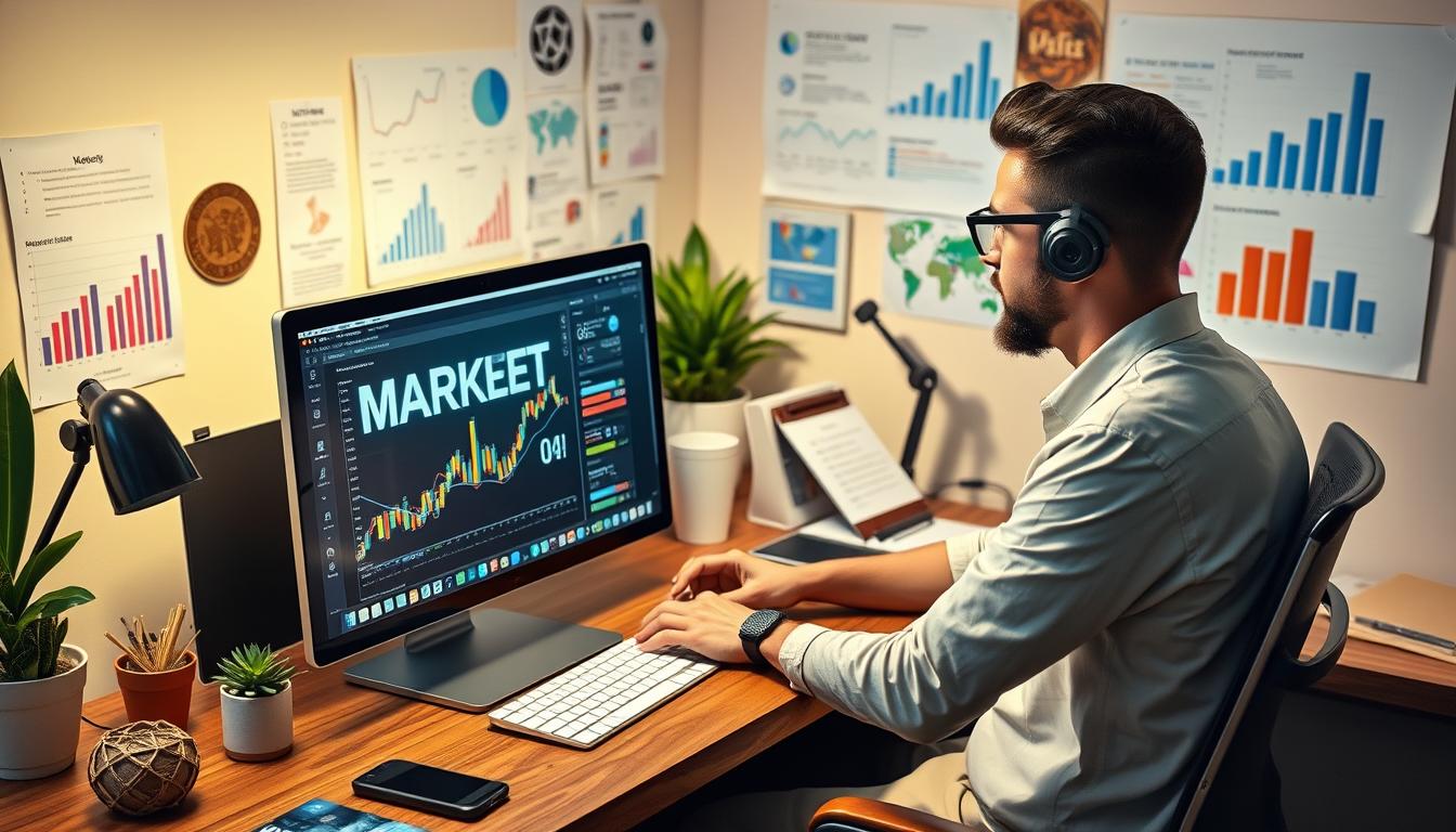 Image of a digital marketer working on a campaign on their computer.