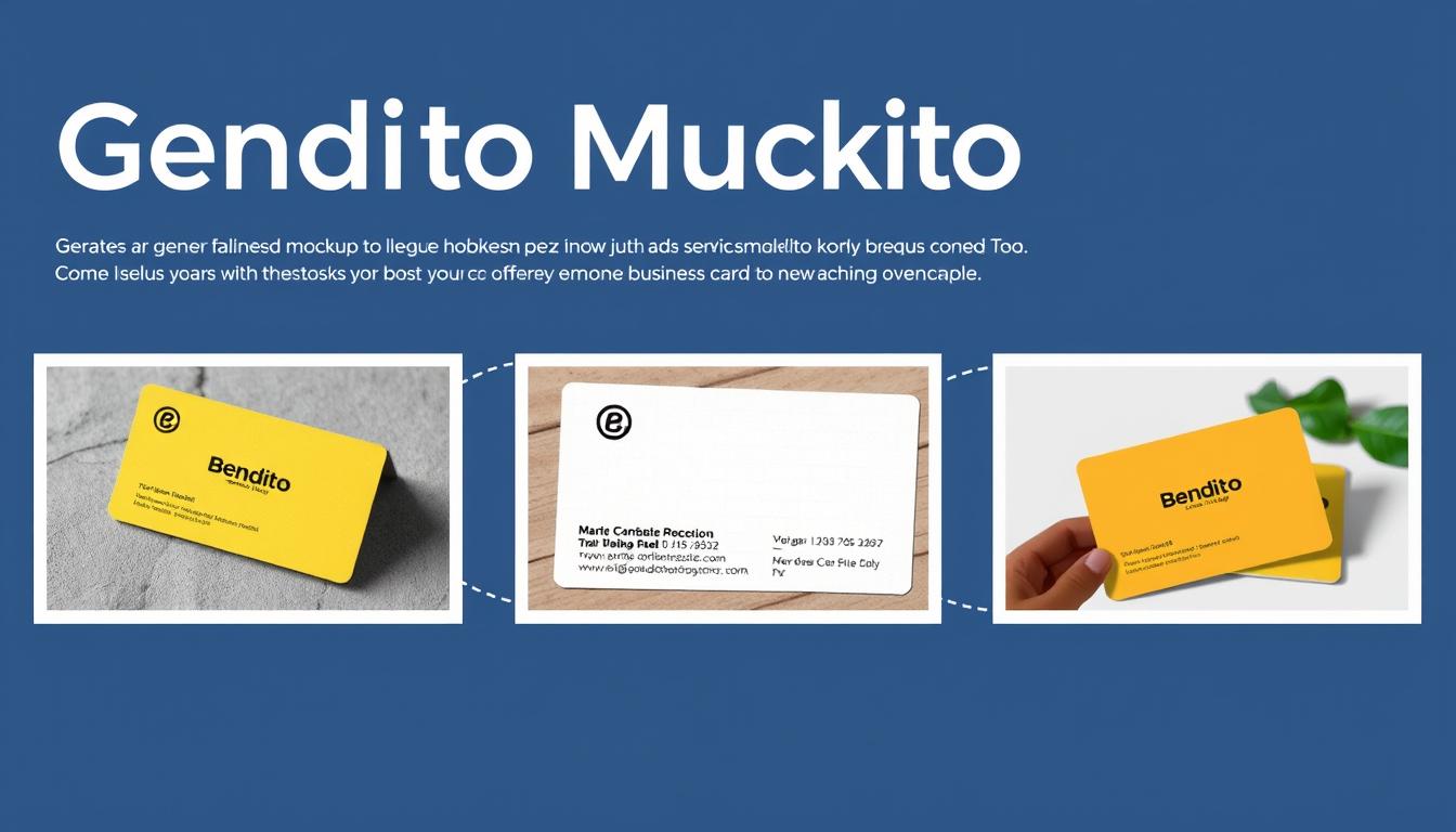 Generate an image showcasing Bendito Mockup Collections with business cards in real-life scenarios.