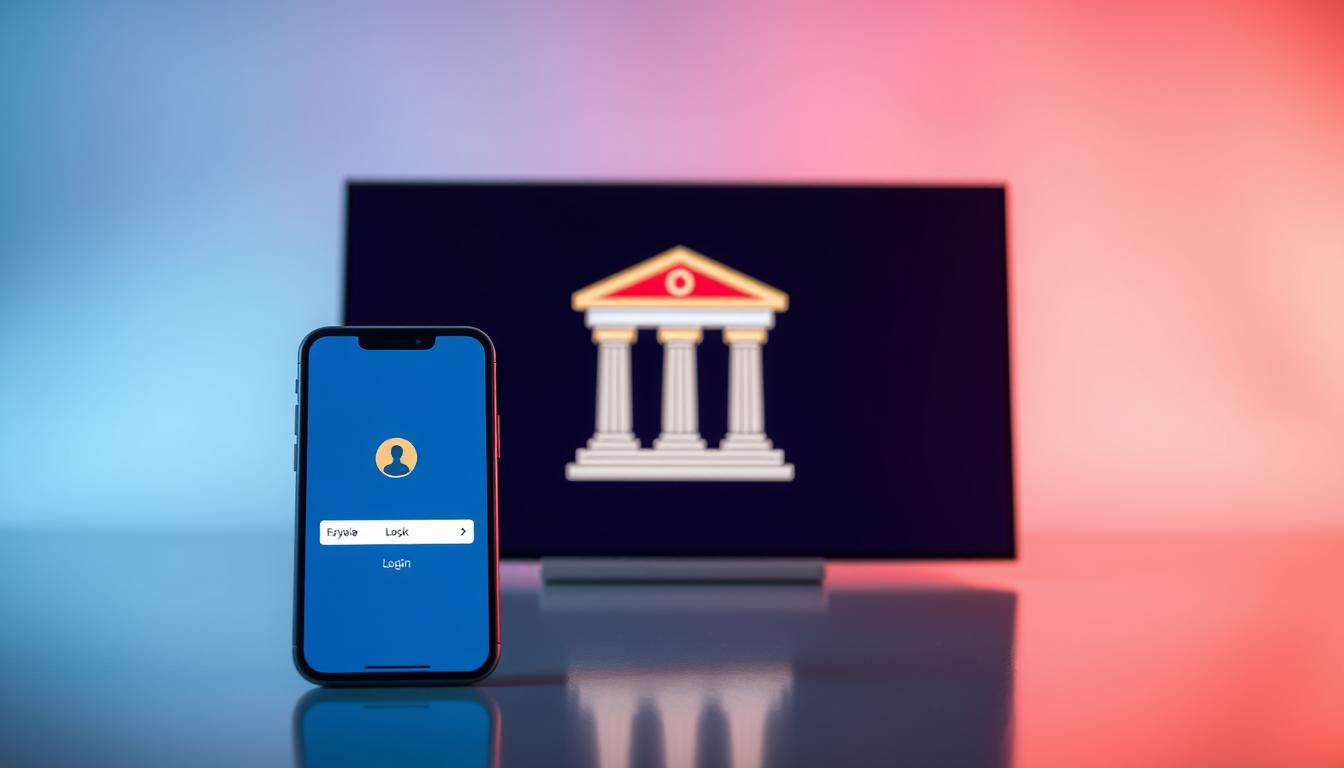 A dynamic integration of Mobiil-ID with banking systems, showcased through a sleek, modern composition. In the foreground, a smartphone displays the Mobiil-ID login screen, its crisp display and intuitive user interface emphasizing the seamless user experience. The middle ground features a stylized bank logo, its vibrant colors and geometric forms symbolizing the secure, streamlined connection between Mobiil-ID and banking platforms. In the background, a smooth gradient of complementary hues creates a sense of depth and digital elegance, while subtle lighting effects cast a soft, ambient glow over the scene. This image captures the essential role of Mobiil-ID in enabling secure, integrated banking solutions for the modern, mobile-centric Estonian consumer.