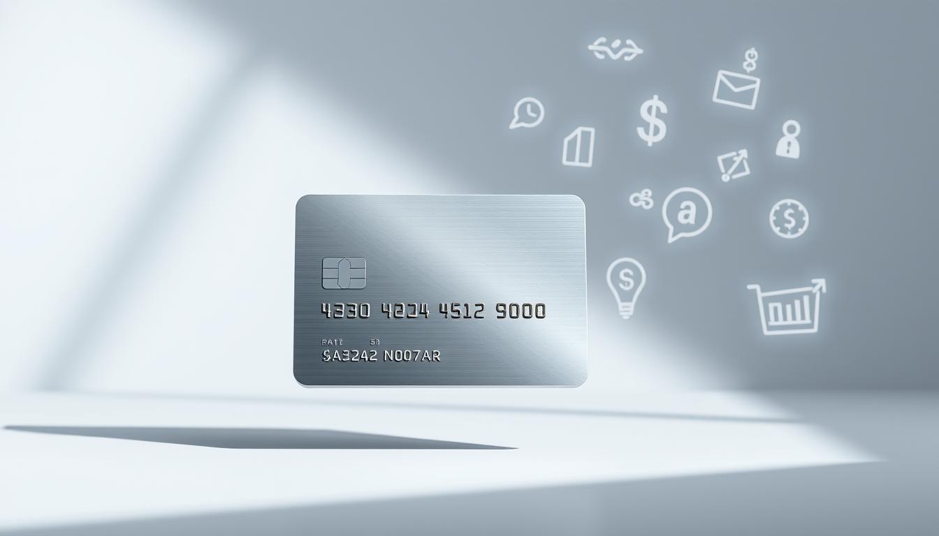 Elegant silver credit card floating in a modern, minimalist composition. Crisp, clean lines and subtle shadows create a sleek, sophisticated aesthetic. In the background, a series of floating financial symbols and icons symbolize the approval criteria - credit score, income, debt-to-income ratio, and other key factors. Soft lighting casts an aura of professionalism and trustworthiness, inviting the viewer to consider the process of obtaining this premium financial product. The overall mood is one of precision, exclusivity, and financial responsibility.