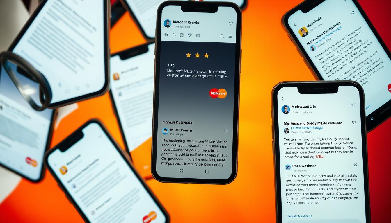 Prompt A collage of glowing smartphone screens showcasing reviews and feedback from Filipino Metrobank M Lite Mastercard users, set against a warm, vibrant background reminiscent of the Philippine flag. The screens display a variety of positive testimonials, star ratings, and social media comments, all conveying a sense of trust, affordability, and satisfaction with the card's features and benefits. The composition is arranged in a dynamic, overlapping layout, capturing the diverse perspectives of the Filipino customer base. Subtle lighting and depth of field create a polished, professional aesthetic, inviting the viewer to explore the real-world experiences of M Lite cardholders.