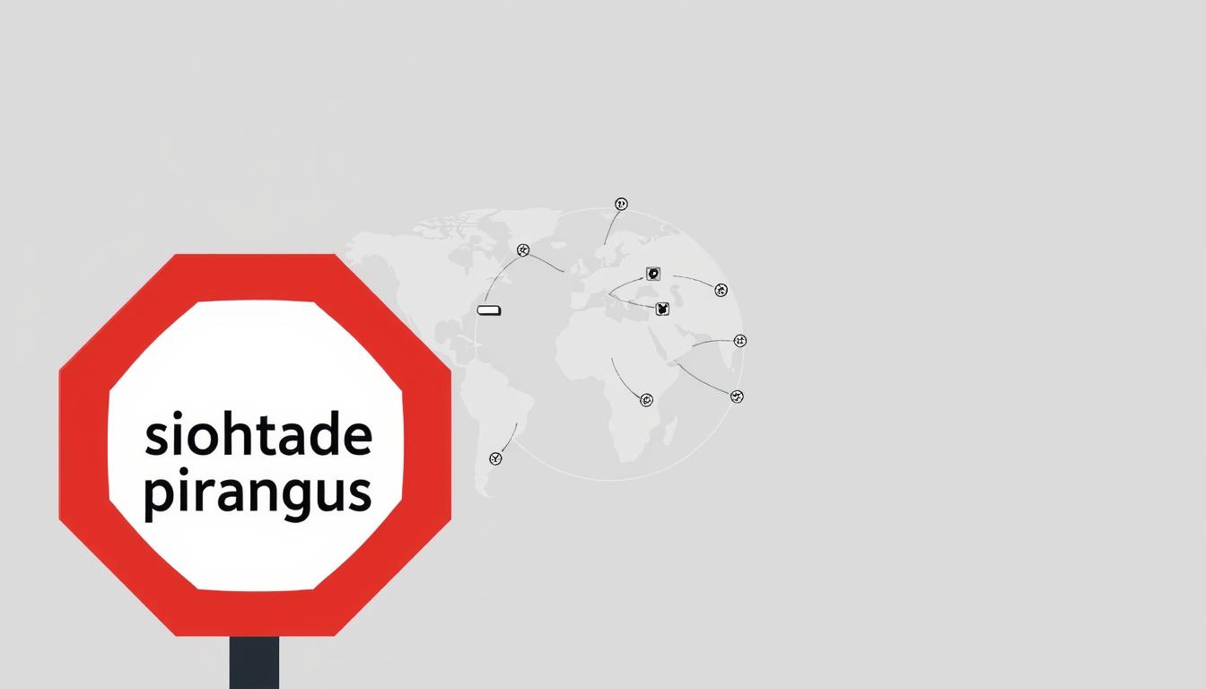 A minimalist, high-contrast illustration depicting travel restrictions and limitations. In the foreground, a stylized red stop sign with the Estonian text "sihtkohtade piirangud" (destination restrictions) prominently displayed. The middle ground shows a map or globe, with lines or icons denoting various travel bans, quarantines, or border closures. The background is a muted, monochromatic palette, conveying a sense of seriousness and gravity. The overall composition should feel clean, simple, and impactful, suitable for illustrating the section title "Millised piirangud ja erandid on oluline teada" (What restrictions and exceptions are important to know).