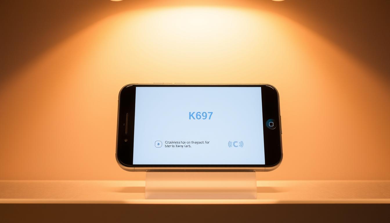 A sleek and modern mobile payment interface for KB Kookmin Card, showcasing a minimalist design with a focus on user-friendly functionality. The screen displays a clean layout, featuring a central payment option surrounded by intuitive controls and prompts. Subtle gradients and metallic accents create a premium, high-tech aesthetic, while the overall composition conveys a sense of effortless transactions. Warm lighting from above casts a gentle glow, highlighting the device's elegant curves and creating a welcoming, trustworthy atmosphere. The scene is captured from a slightly elevated angle, providing a clear and engaging view of the seamless mobile payment experience.