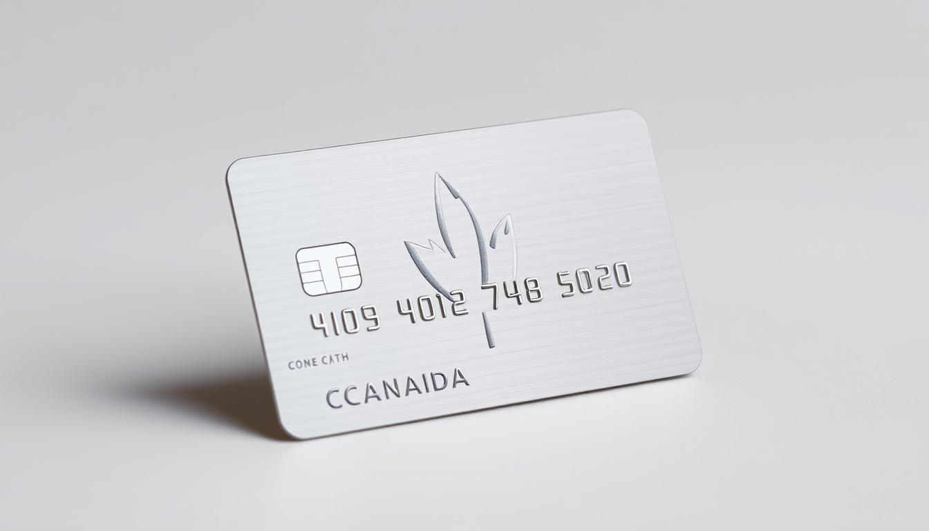 A high-quality, premium-style credit card made of metal or polished plastic, with a sleek, minimalist design showcasing the logo of a major Canadian bank or financial institution. The card is placed on a clean, neutral-colored background, with subtle shadows and highlights to emphasize its materiality and craftsmanship. The overall composition conveys a sense of sophistication, exclusivity, and financial stability, reflecting the alternative options available to consumers in the Canadian credit card market.