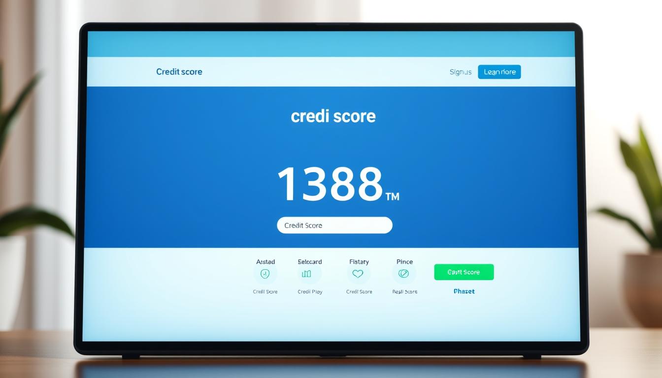 A modern, sleek digital interface showing a credit score display with clean typography and minimalist design. The screen is set against a soft, blurred background with a hint of gradient colors, conveying a sense of professionalism and financial security. The interface should have a responsive, interactive feel, allowing the viewer to easily understand the credit score information presented. Subtle lighting and camera angles should highlight the screen's clarity and attention to detail, creating an inviting and trustworthy visual experience.