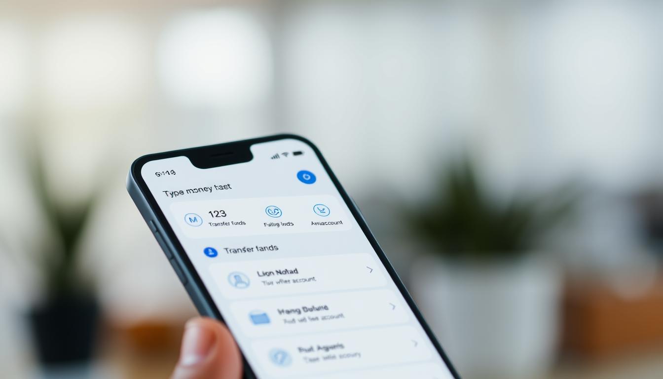 A modern mobile app interface showcasing a seamless money transfer process. The foreground displays a clean, intuitive dashboard with easy-to-navigate options for transferring funds, managing accounts, and viewing transaction history. The middle ground features sleek icons, fluid animations, and a minimalist color palette of blues and grays, creating a professional, trustworthy aesthetic. The background subtly blurs, directing the viewer's focus to the core functionality of the app. Soft, diffused lighting illuminates the screen, conveying a sense of security and reliability. The overall composition suggests an efficient, user-friendly experience for managing personal finances on the go.