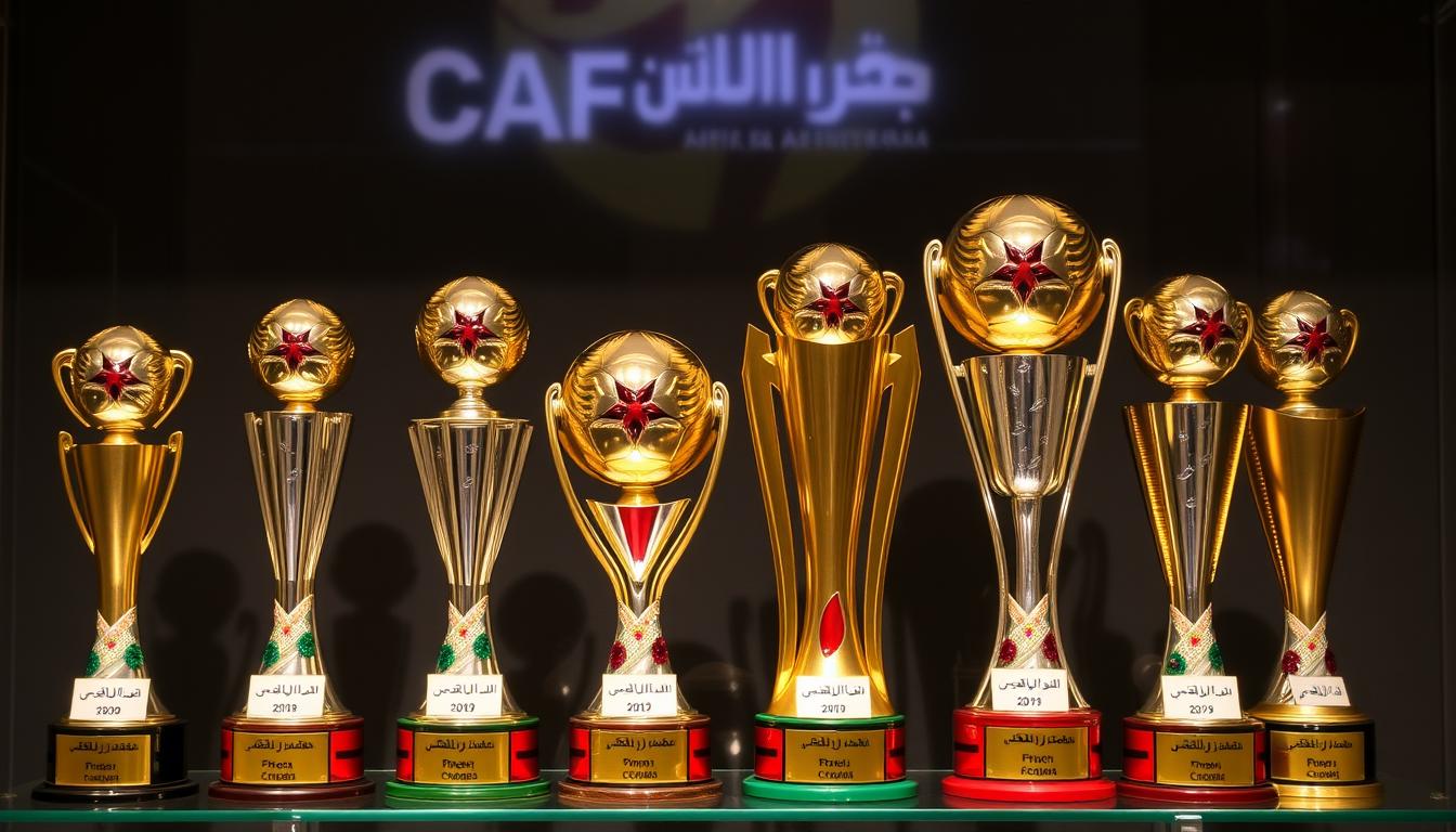 صورة تجمع كؤوس بطولة أمم إفريقيا للمحليين السبعة السابقة