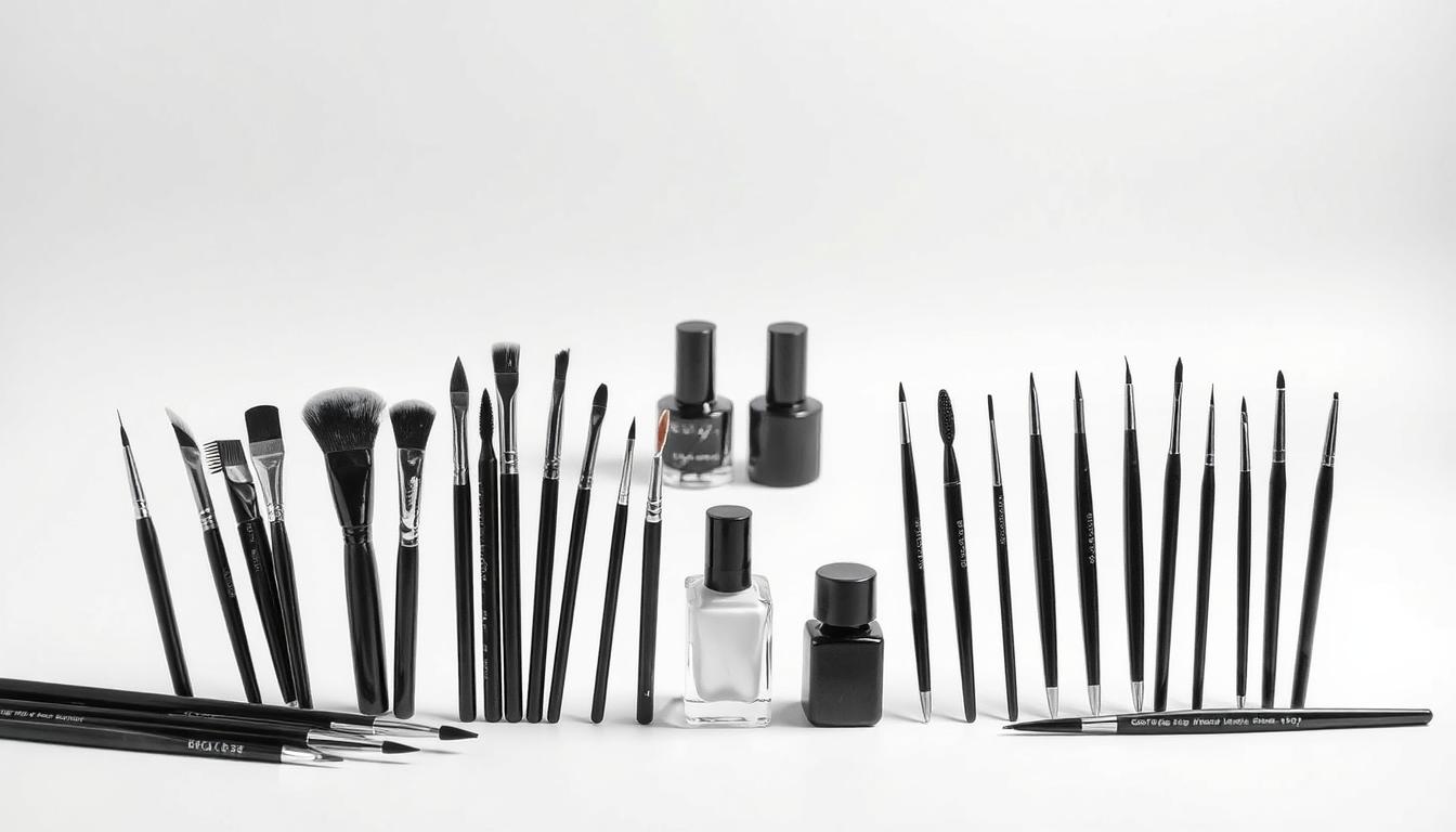 ferramentas de nail art preto e branco