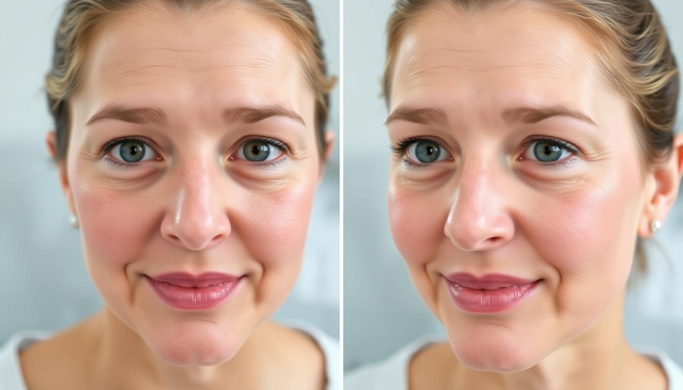 Before and after results of using homemade saffron serum on skin