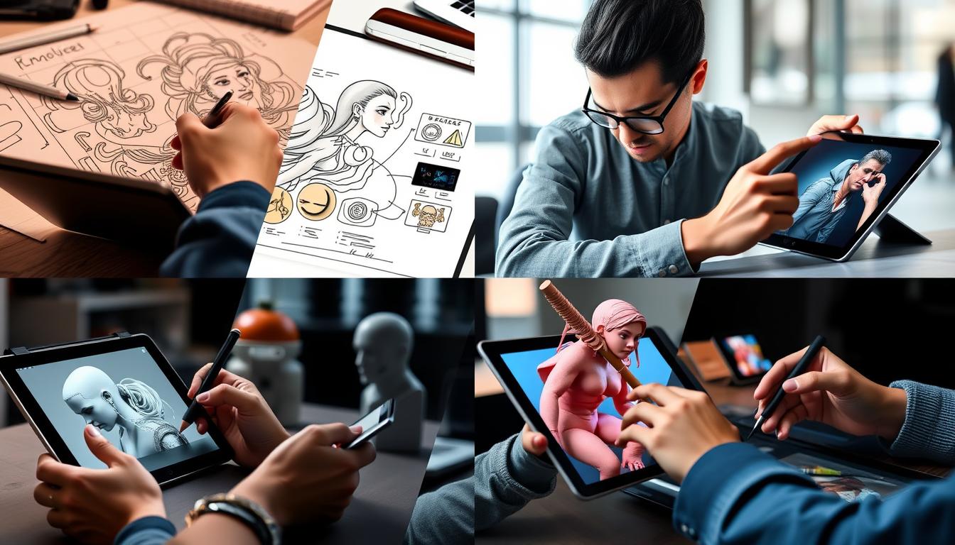 Different graphic design disciplines using tablets in various ways