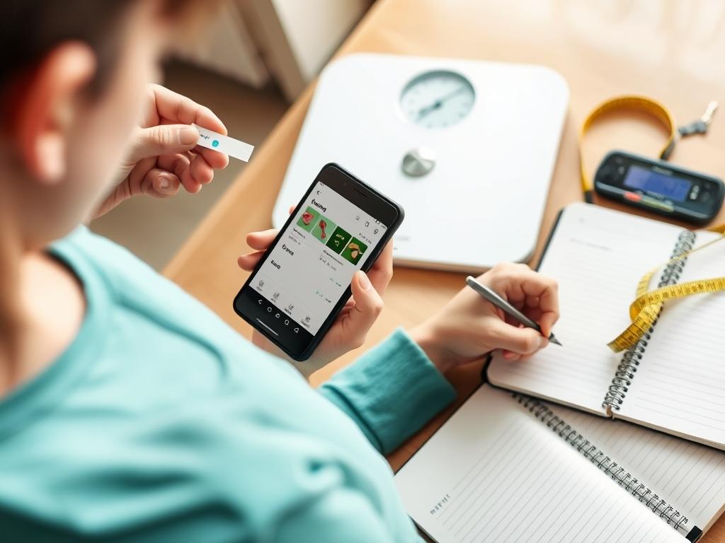 How to Start Keto Diet: A Step-by-Step Guide for Beginners 8 Person tracking keto progress with ketone strips, app, and measurements
