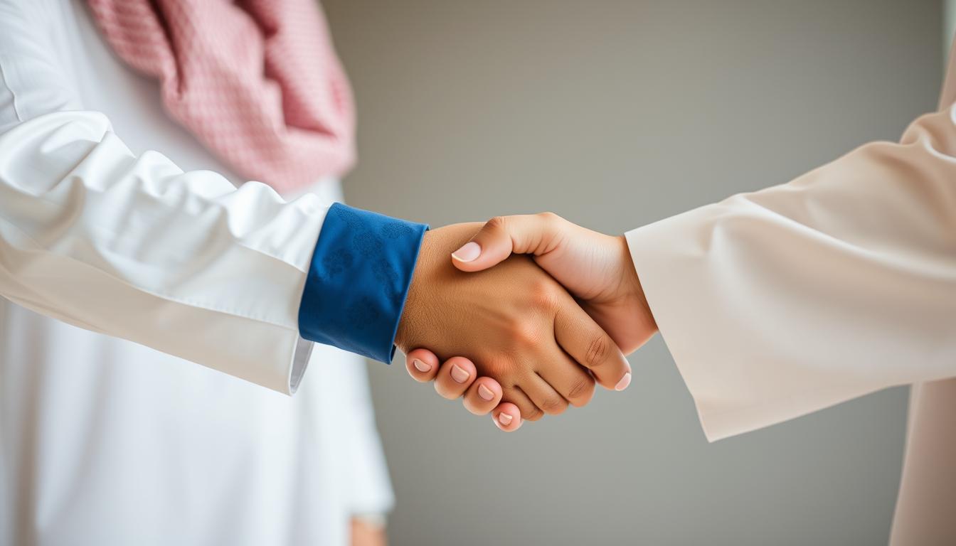 شخصان يتصافحان بثقة واحترام يمثل أساس العلاقات القوية