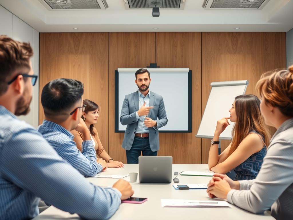 موظف يقدم فكرة جديدة في اجتماع ويواجه مقاومة من بعض الزملاء