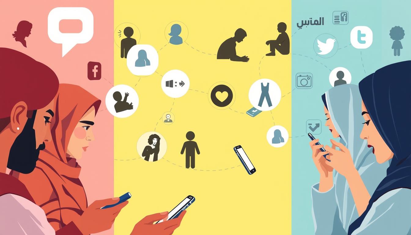 أشخاص يتواصلون عبر وسائل التواصل الاجتماعي يمثل تأثير التكنولوجيا على العلاقات