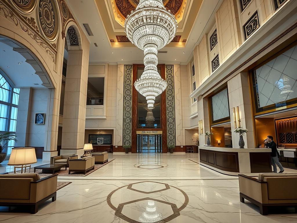 Dar Al Hijra Intercontinental lobby with elegant Islamic-inspired design