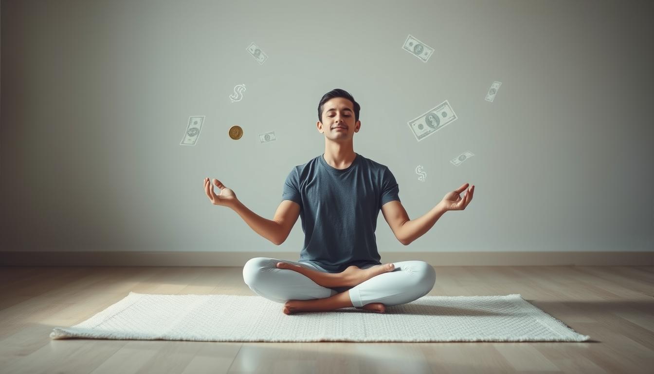 Person meditating representing financial mindset to reach first $100K