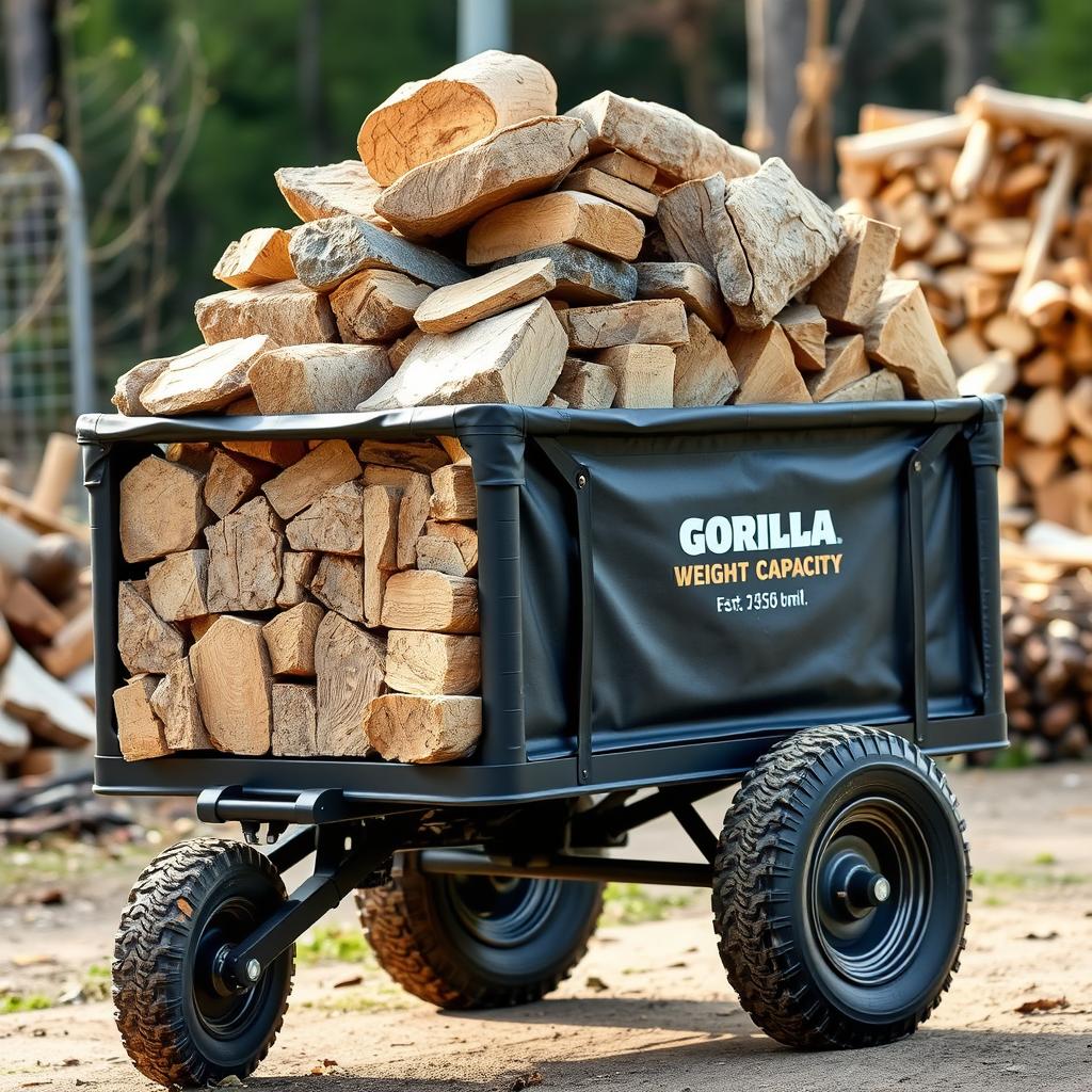 Gorilla Cart loaded with heavy materials demonstrating weight capacity
