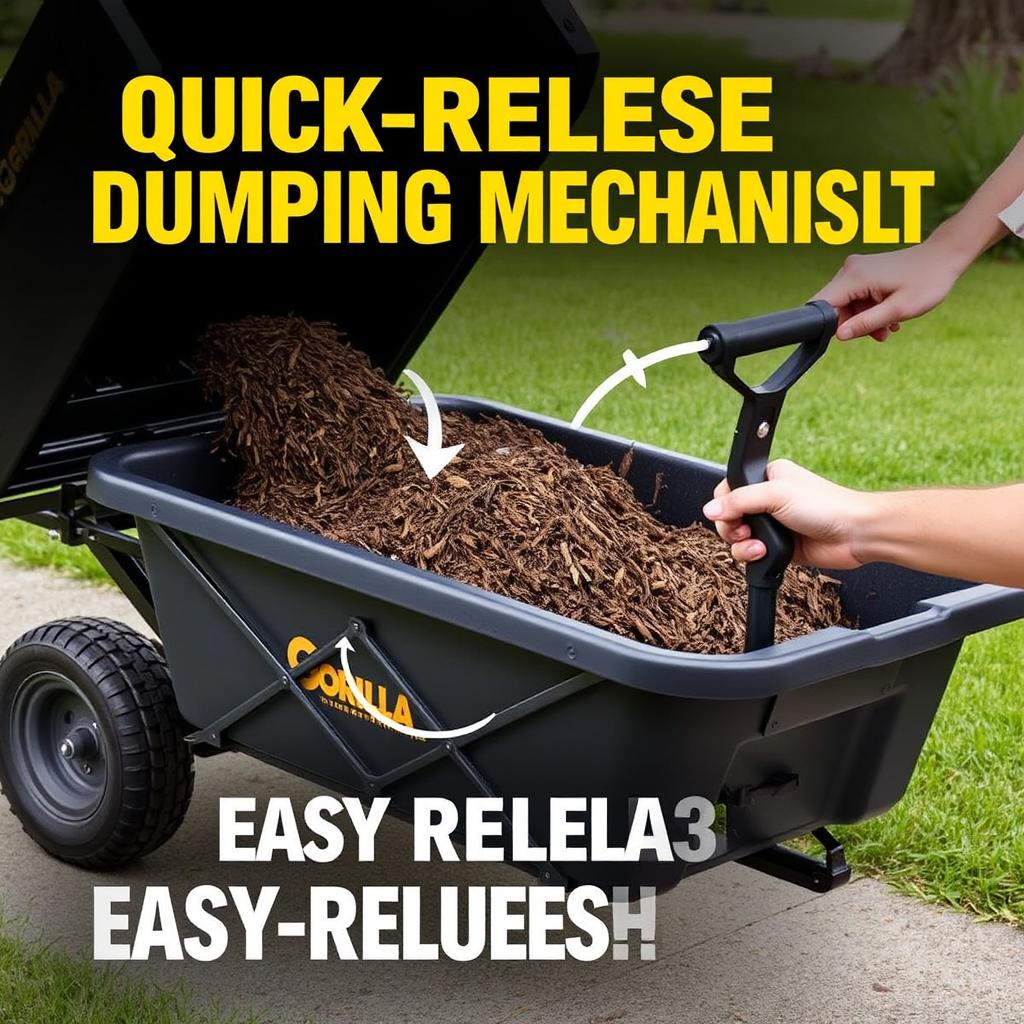 Gorilla Cart's quick release dumping mechanism in action