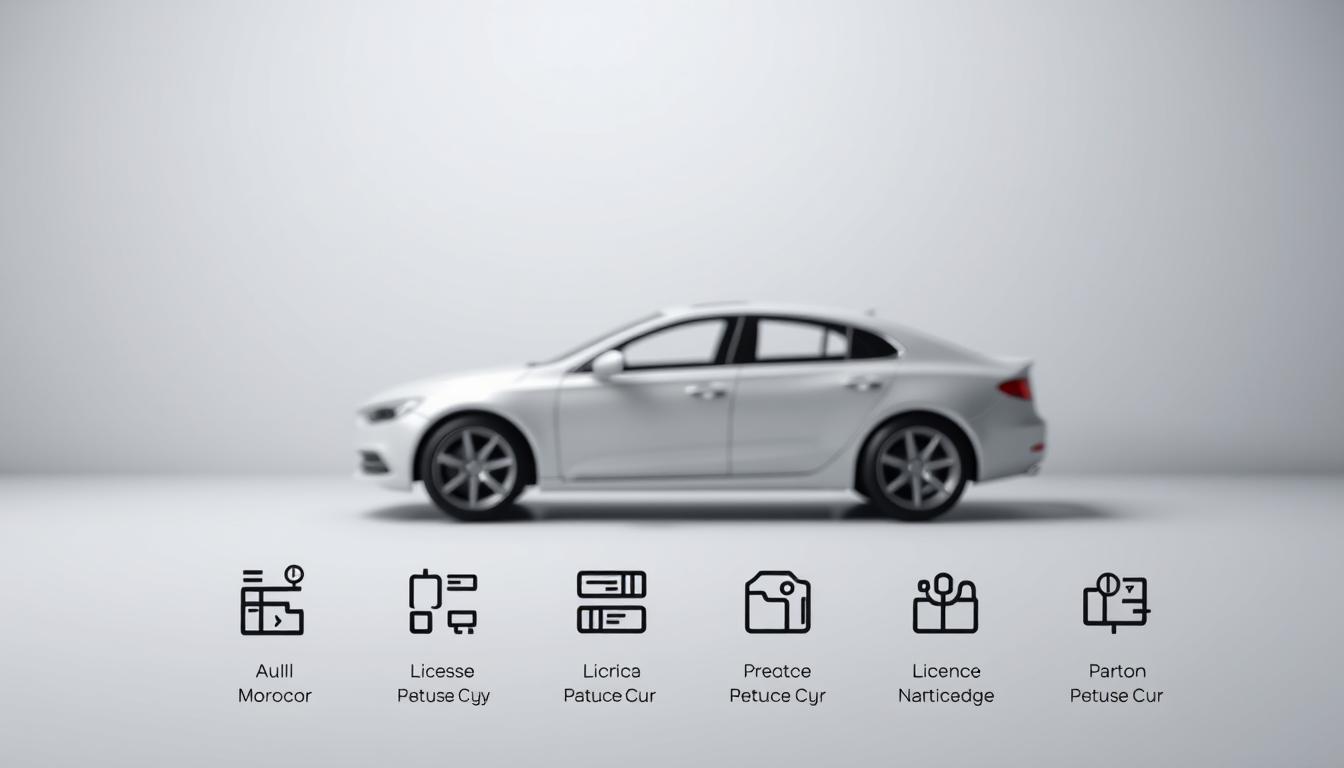 A detailed and meticulously crafted illustration of the different license categories in Morocco. The foreground displays a clean, minimalist layout showcasing the license types, with clear icons and labels. The middle ground features a realistic 3D model of a car, emphasizing the practical application of the licenses. The background blends a subtle gradient, evoking a sense of professionalism and authority. The lighting is soft and directional, casting gentle shadows to accentuate the forms. The overall aesthetic is sleek, informative, and visually engaging, perfectly suited to accompany the article's section on driver's license classifications.