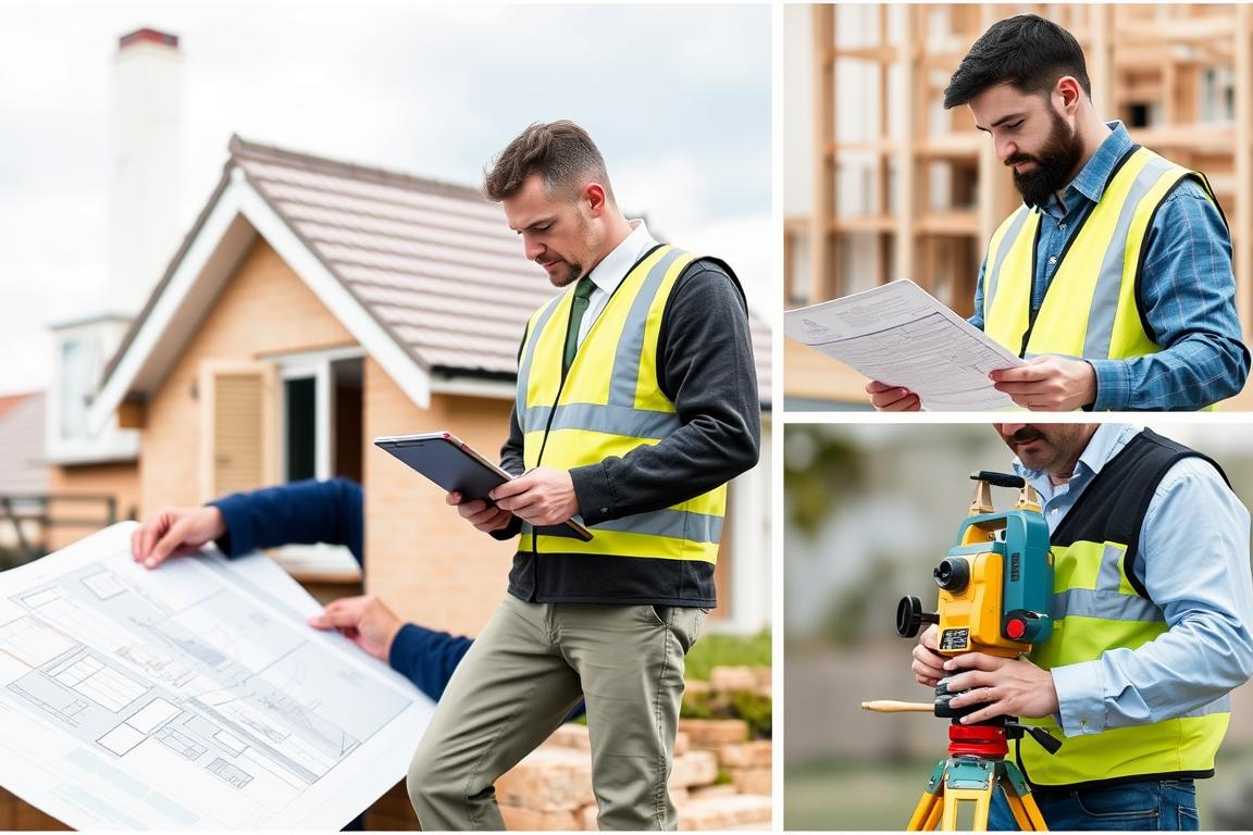 Different types of surveyors working on various property assessments
