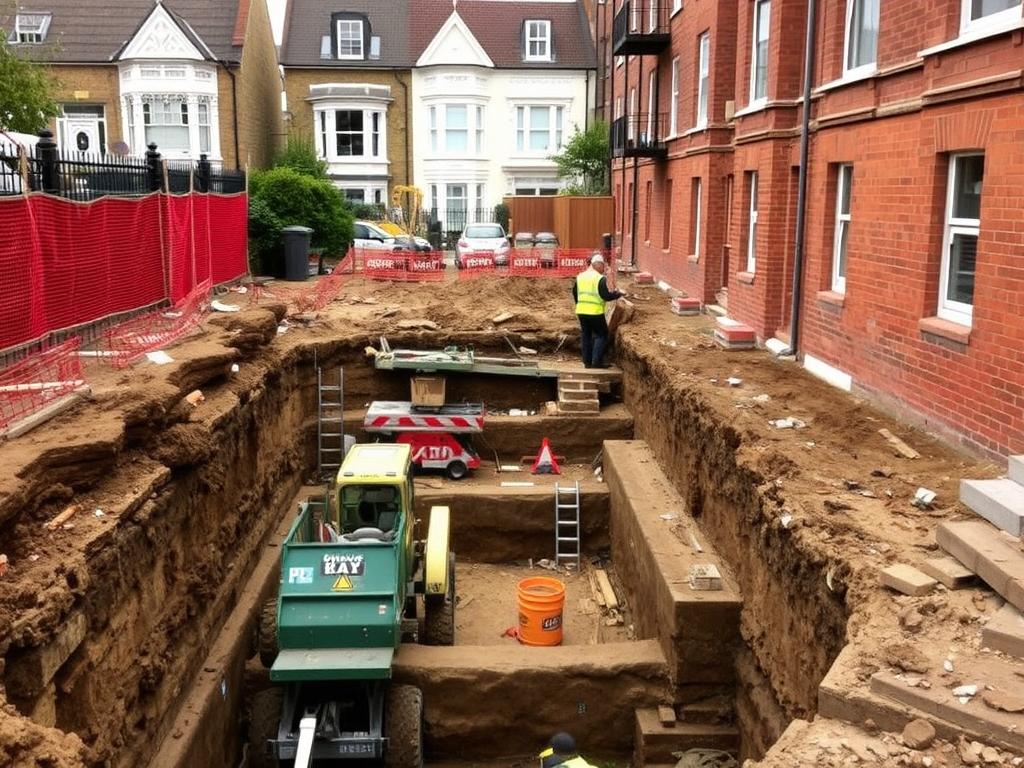 Basement excavation in London requiring party wall surveyor