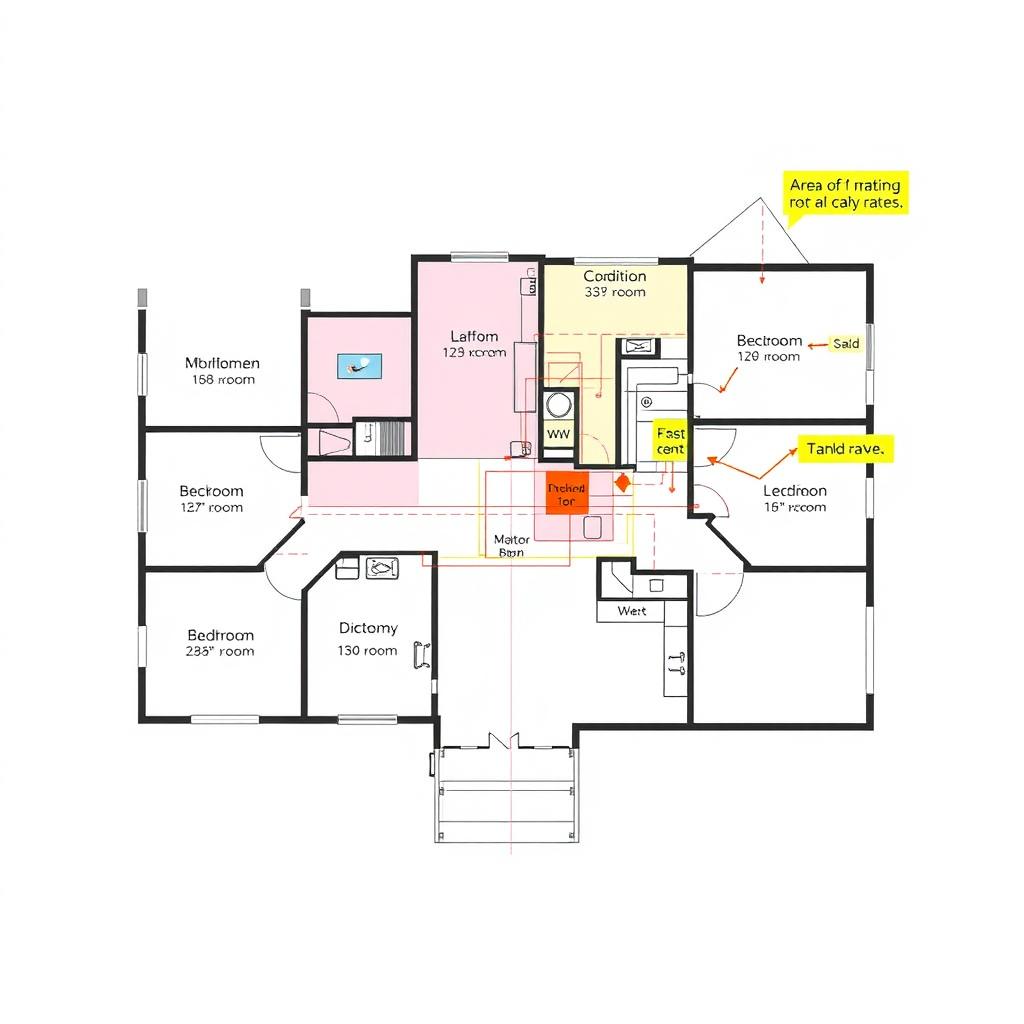 Annotated floor plan from a Level 3 Building Survey