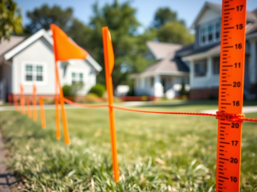 Property boundary markers placed during a home survey when buying a home