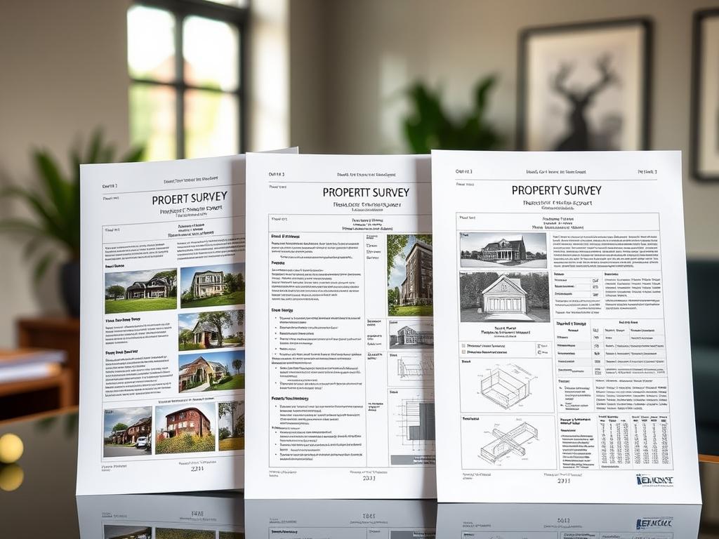 Comparison of Level 1, 2, and 3 survey reports showing increasing detail