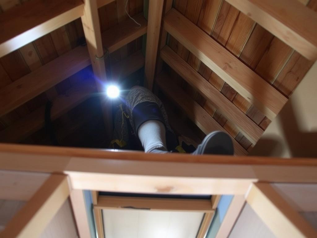 Surveyor accessing a loft space during a Level 2 home survey