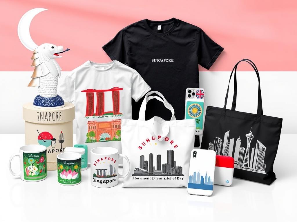 Singapore-themed merchandise created with sublimation printing showing local designs