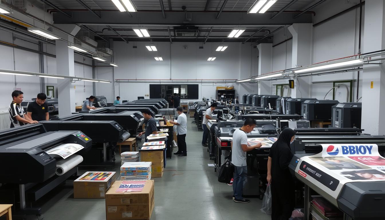 Singapore printing workshop showing both inkjet and sublimation production setups