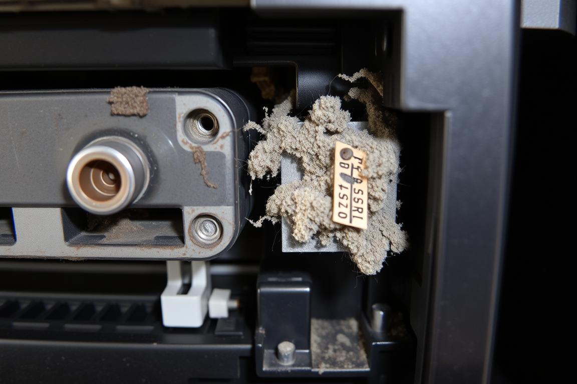 Printer components showing humidity damage in Singapore's climate