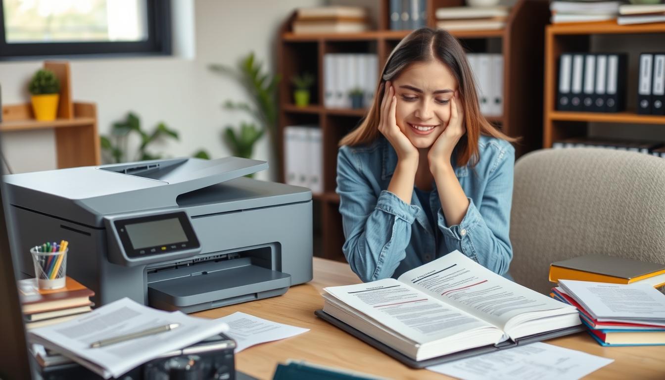 Student successfully using budget printer for academic success