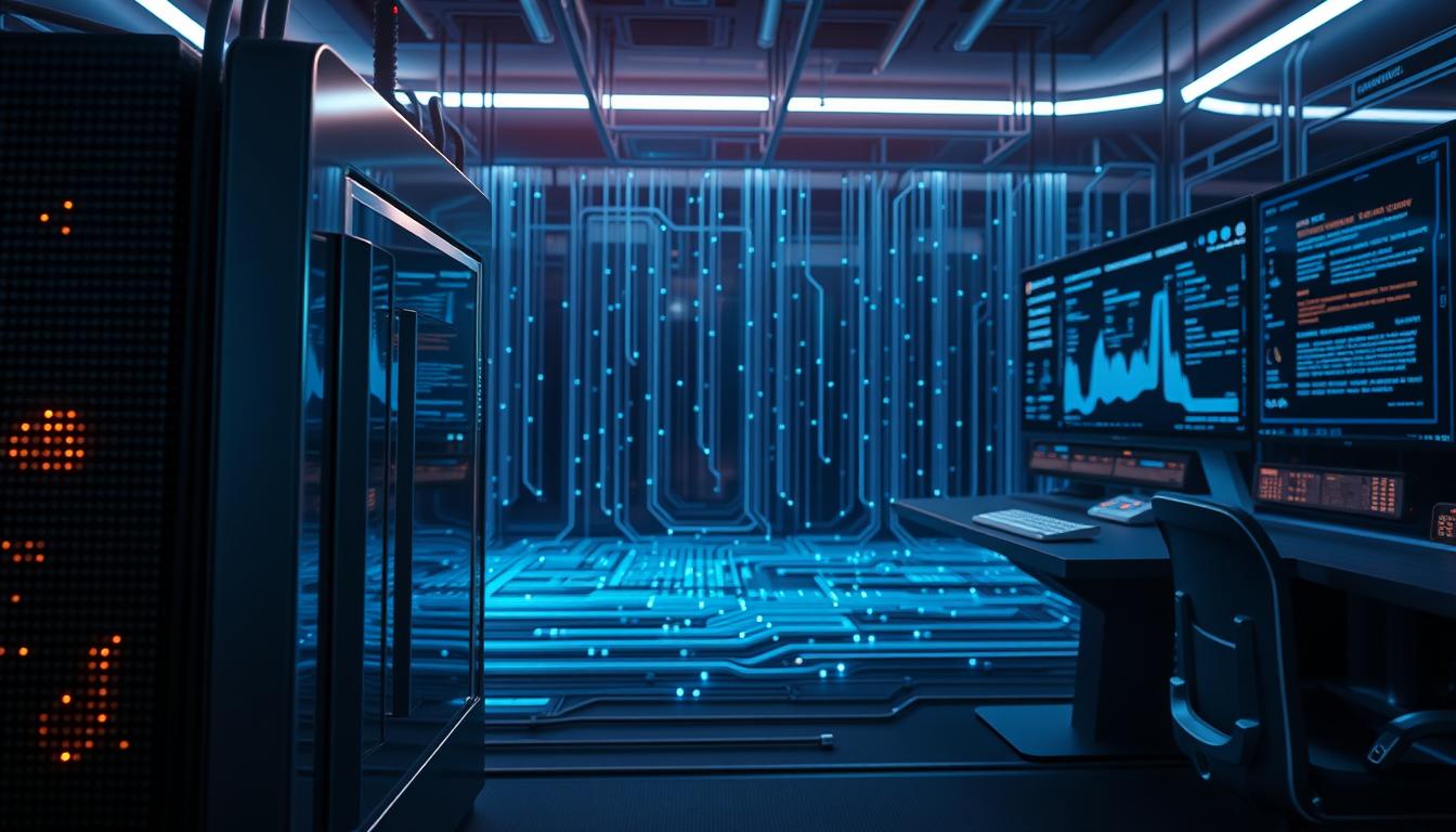 A secure, futuristic digital network protects against IPTV piracy. In the foreground, a robust firewall stands guard, its metallic exterior glowing with intricate circuits. In the middle ground, data streams flow through encrypted channels, shielded from unauthorized access. In the background, a sleek control panel displays real-time security analytics, empowering users to monitor and respond to threats. The scene is illuminated by a cool, ambient light, evoking a sense of technological sophistication and security. The overall atmosphere conveys a strong, unwavering defense against IPTV piracy.