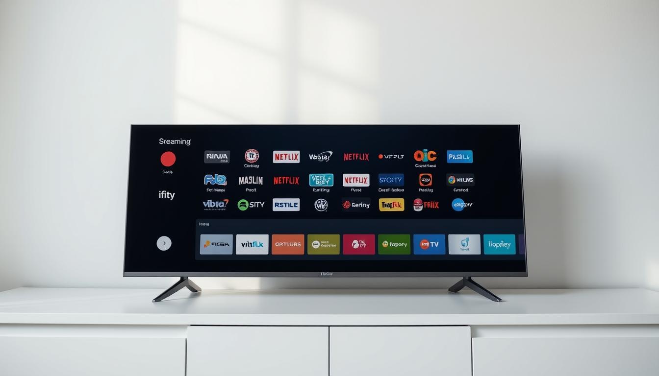 A sleek and modern IPTV panel displayed on a clean, minimalist desk. The panel features a grid of streaming service logos and options, all rendered in a stylish and intuitive interface. The lighting is soft and natural, creating a calm and inviting atmosphere. The camera angle captures the panel at a slightly elevated perspective, highlighting its sophisticated design and functionality. The background is a subtle gradient, allowing the panel to take center stage and showcase the versatility of IPTV services for the user's needs.