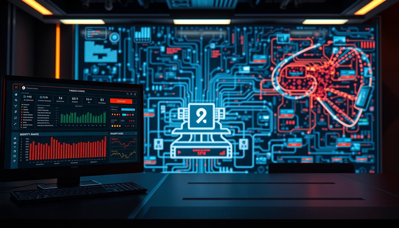 An advanced IPTV firewall configuration with a sleek, high-tech interface. In the foreground, a centralized dashboard displays network traffic, security alerts, and customizable firewall rules. The middle ground features a detailed schematic of the firewall's architecture, showcasing its layered security protocols and intrusion detection systems. In the background, a complex data visualization pulses with real-time analysis of encrypted IPTV streams, ensuring robust protection against unauthorized access. Warm, ambient lighting and a minimalist color palette convey a sense of control and professionalism, reflecting the power and precision of this tailored firewall solution.