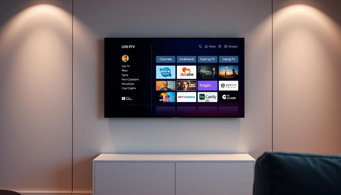 A clean, well-organized IPTV panel with a sleek, modern design. The panel features a large, high-resolution display showcasing a range of live TV channels, on-demand content, and catch-up TV options. The interface is intuitive and user-friendly, with clearly labeled buttons and menus for easy navigation. Soft, directional lighting illuminates the panel, creating a warm and inviting atmosphere. The panel is set against a minimalist, neutral-toned background, allowing the display and its features to take center stage. The overall scene conveys a sense of technological sophistication and the promise of a seamless, enjoyable IPTV experience.