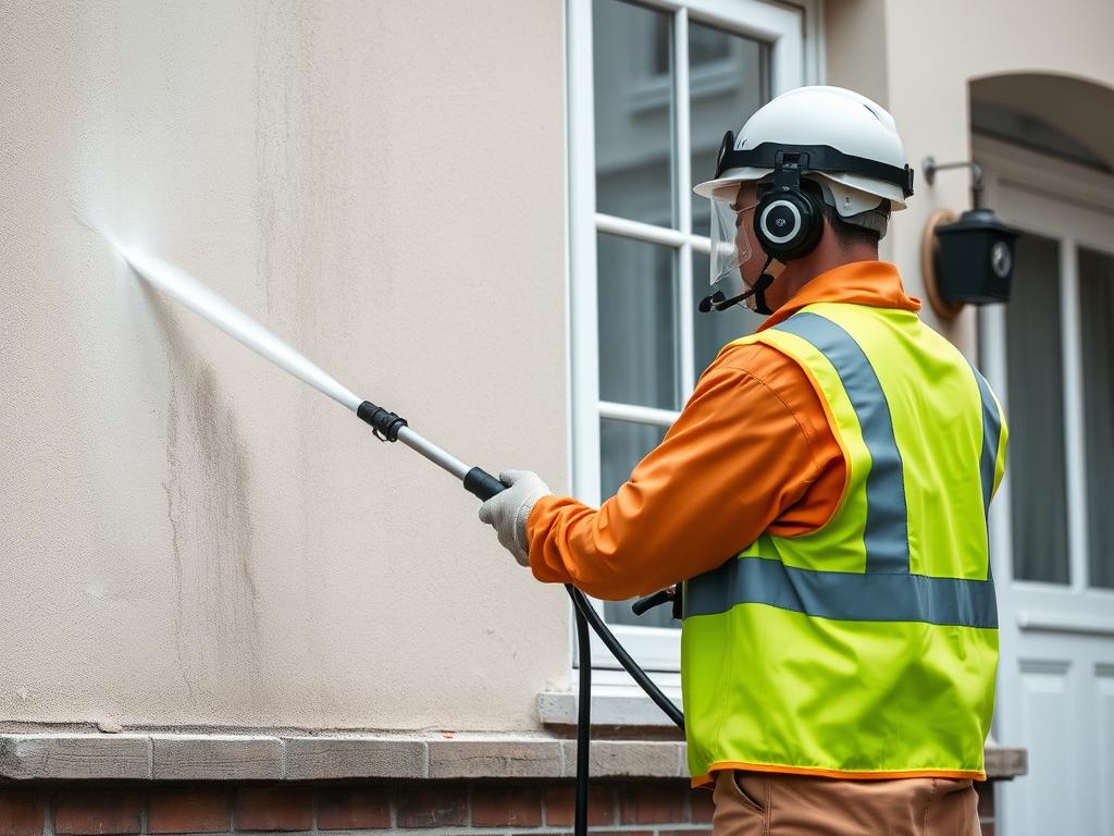 Professionelle Fassadenreinigung mit Hochdruckreiniger
