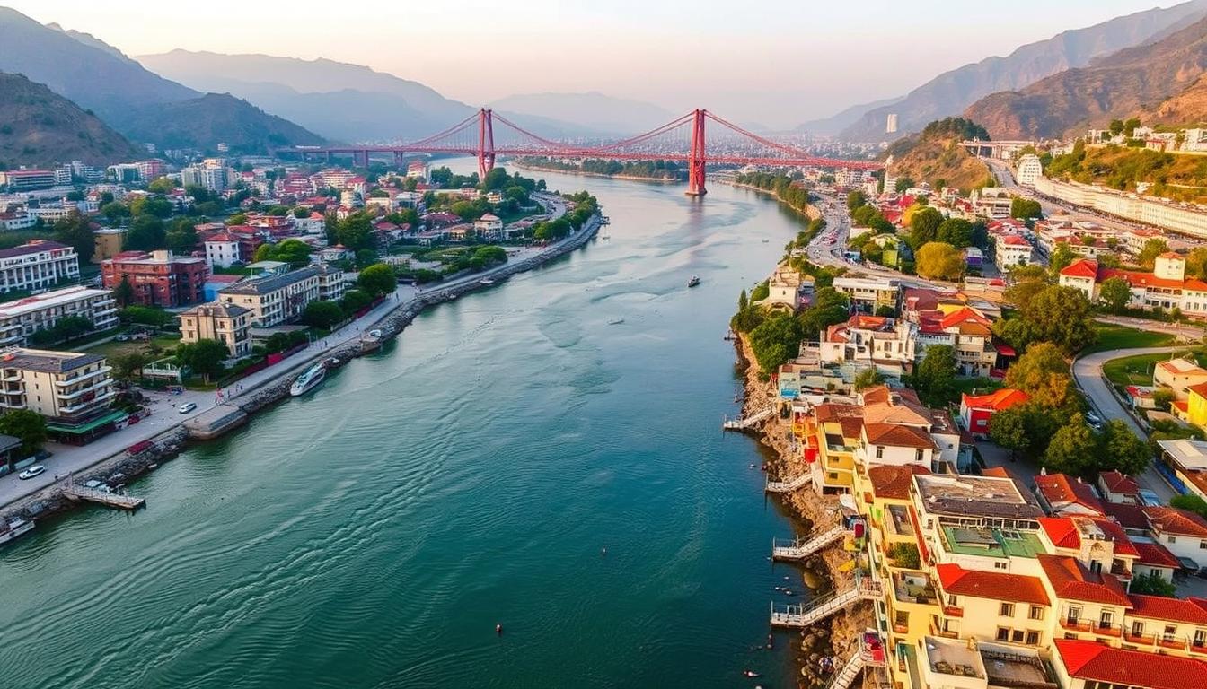 Best Hotels in Rishikesh - Luxury, Budget, and Boutique Stays 9 Aerial view of mid-range hotels along the Ganges River in Rishikesh